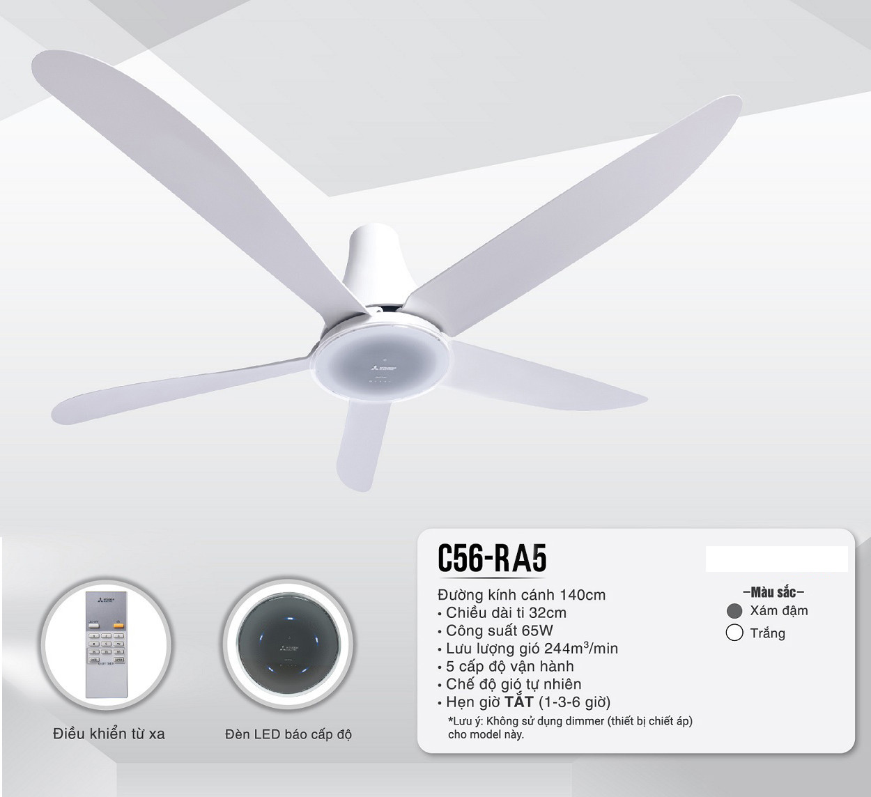 Mitsubishi 5 cánh C56-RA5 màu trắng